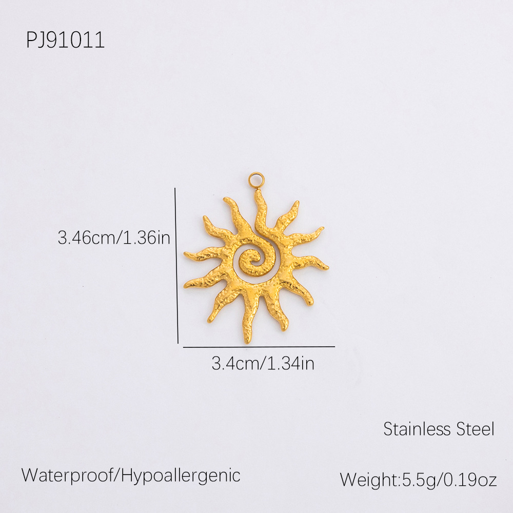 Gold color / 1 Piece Romantic Series Retro Sun Chic Stainless Steel Gold Color DIY Women's Pendants Picture3