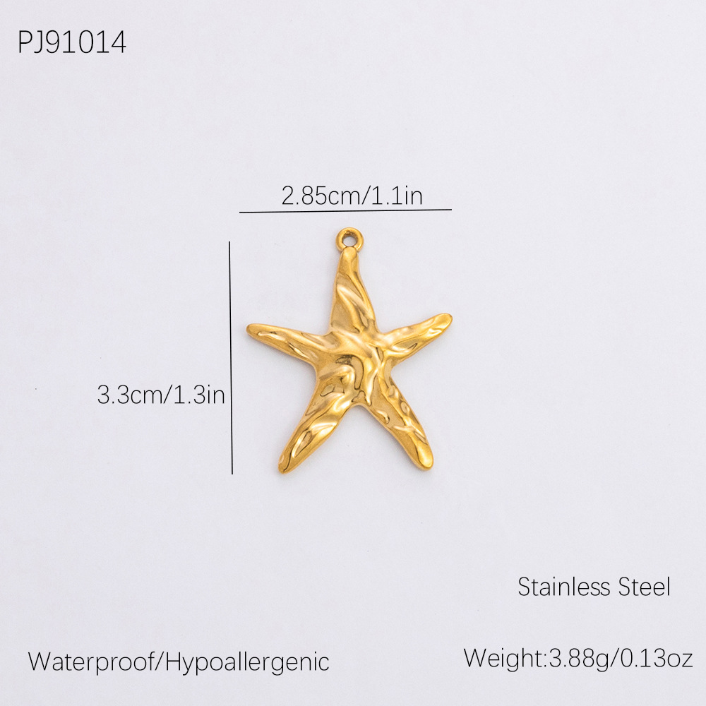 Gold color / 1 Piece Romantic Series Retro Seastar Chic Stainless Steel Gold Color DIY Women's Pendants Picture4