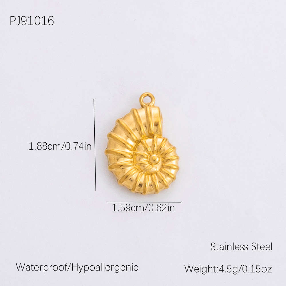 Gold color / 1 Piece Romantic Series Retro Seashell Chic Stainless Steel Gold Color DIY Women's Pendants Picture6