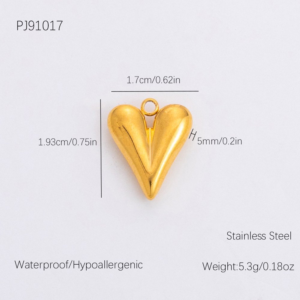 Gold color / 1 Piece Romantic Series Retro Heart Chic Stainless Steel Gold Color DIY Women's Pendants Picture7