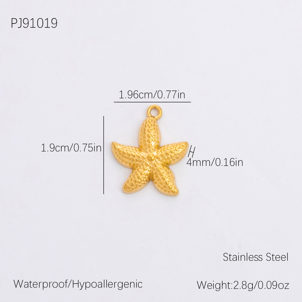 Gold color / 1 Piece Romantic Series Retro Seastar Chic Stainless Steel Gold Color DIY Women's Pendants Picture8