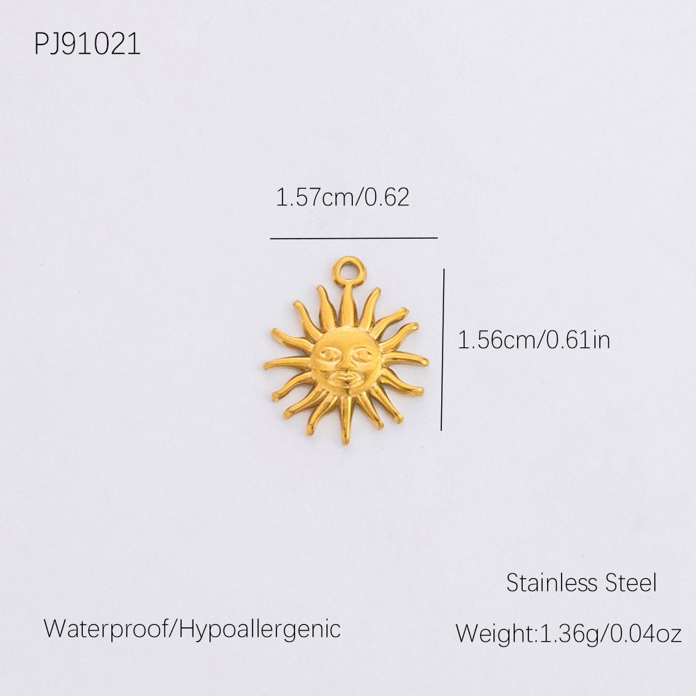 Gold color / 1 Piece Romantic Series Retro Sun Chic Stainless Steel Gold Color DIY Women's Pendants Picture9