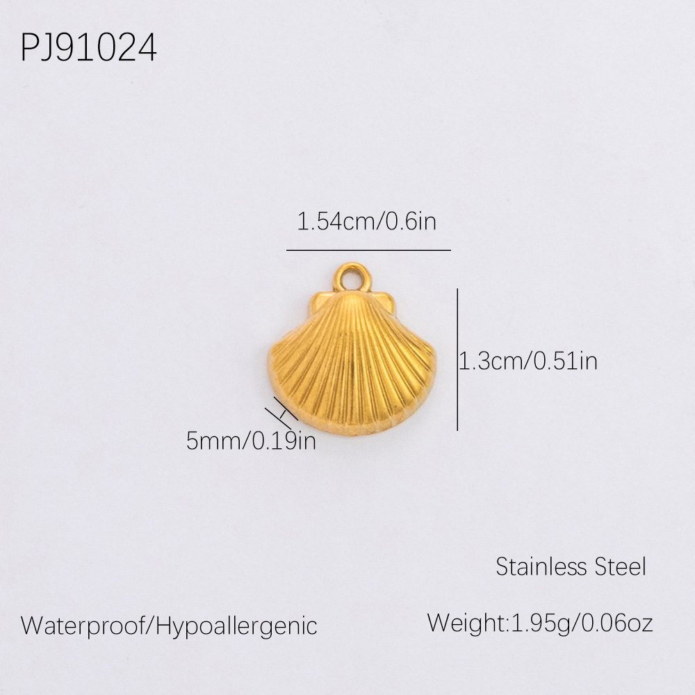 1 Piece Romantic Series Retro Seashell Chic Stainless Steel Gold Color DIY Women's Pendants h5 