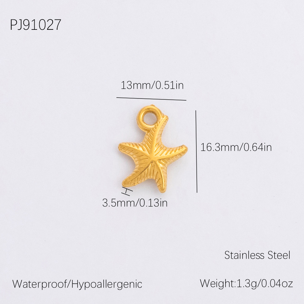 Gold color / 1 Piece Romantic Series Retro Seastar Chic Stainless Steel Gold Color DIY Women's Pendants Picture14