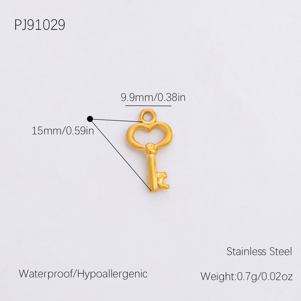 Gold color / 1 Piece Romantic Series Retro Key Chic Stainless Steel Gold Color DIY Women's Pendants Picture16