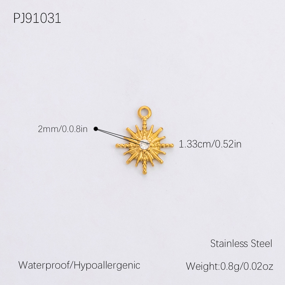 Gold color / 1 Piece Romantic Series Retro Sun Chic Stainless Steel Gold Color DIY Women's Pendants Picture17