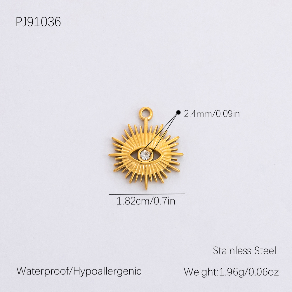 Gold color / 1 Piece Romantic Series Retro Eye Chic Stainless Steel Gold Color DIY Women's Pendants Picture20