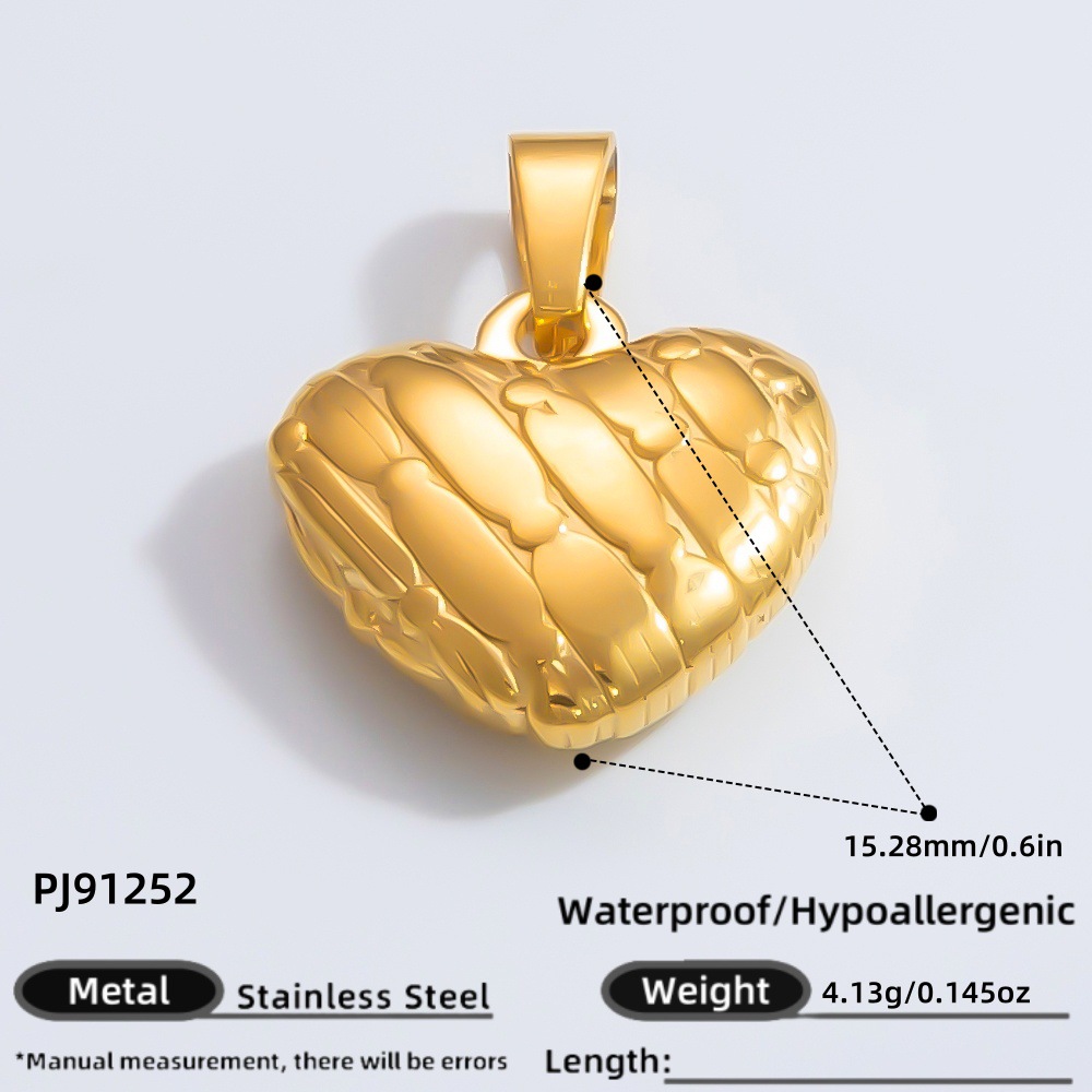 Gold color / 1 Piece Romantic Series Retro Heart Chic Stainless Steel Gold Color DIY Women's Pendants Picture23