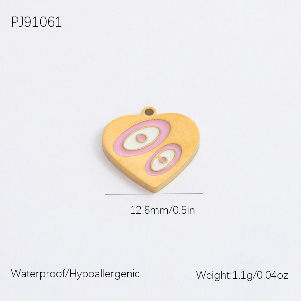 Pink & Gold / 1 Piece Romantic Series Sweet Heart Stainless Steel Drop Oil Gold Color DIY Women's Pendants Picture2