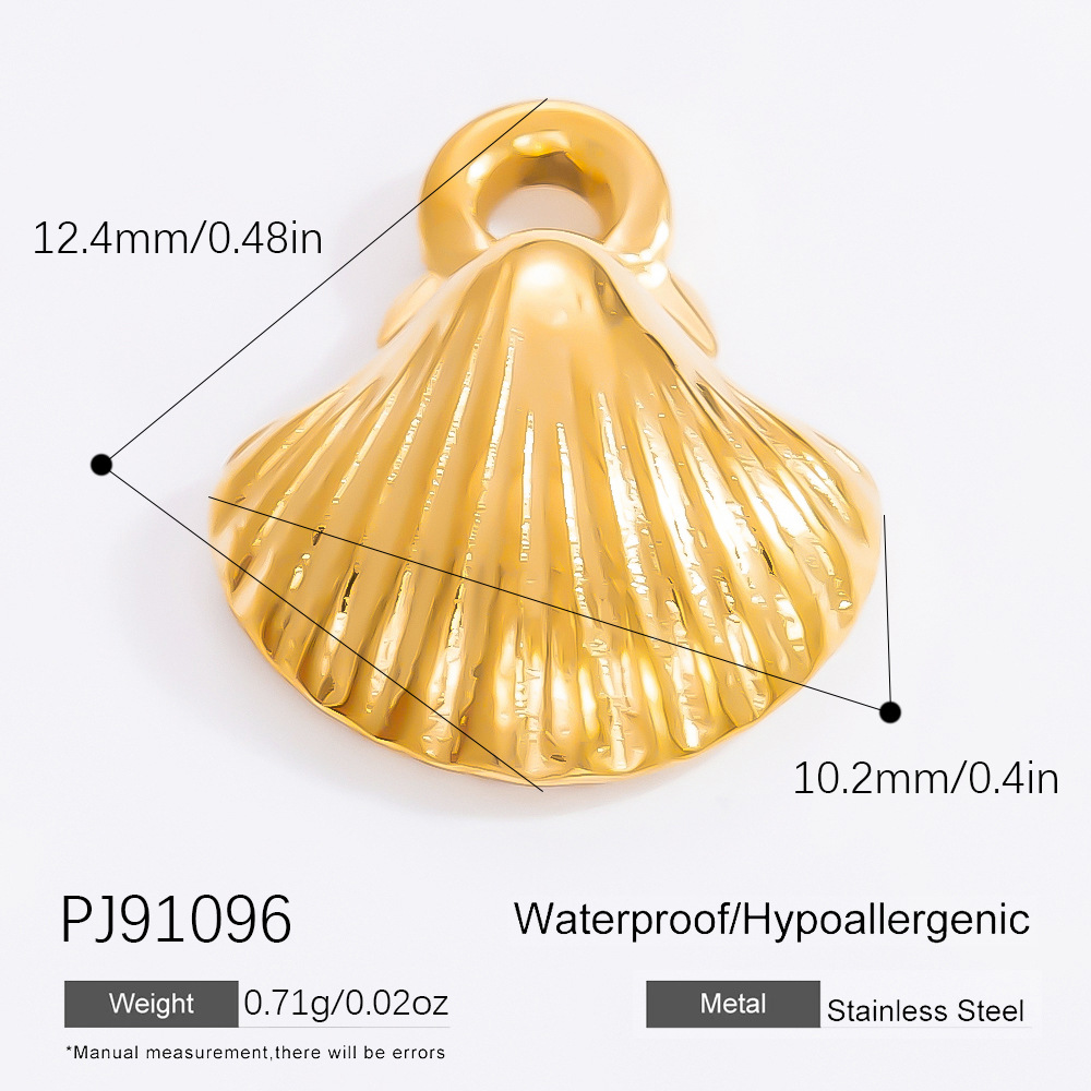 1 Piece Romantic Series Casual Seashell Stainless Steel Gold Color DIY Women's Pendants 