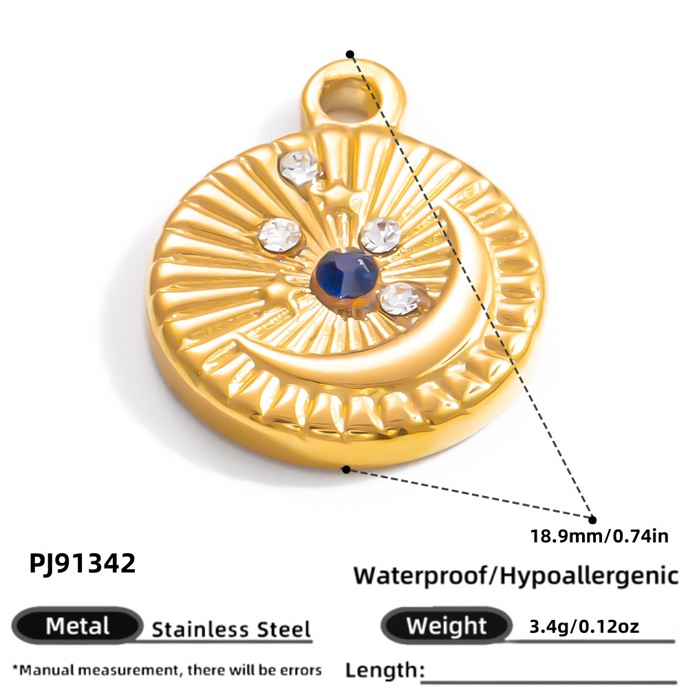 1 Piece Simple Series Retro Round Stainless Steel Gold Color DIY Women's Pendants h5 