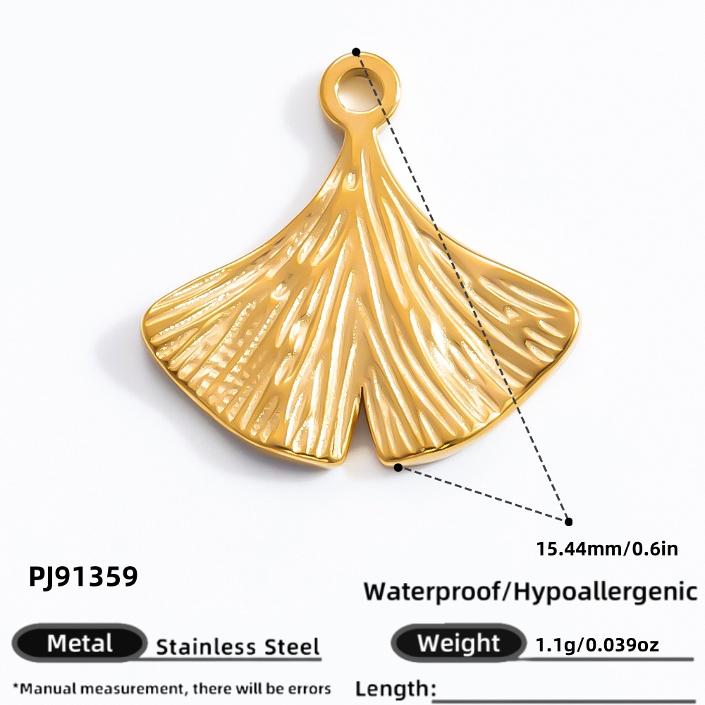 1 Piece Simple Series Retro Leaf Stainless Steel Gold Color DIY Women's Pendants h5 