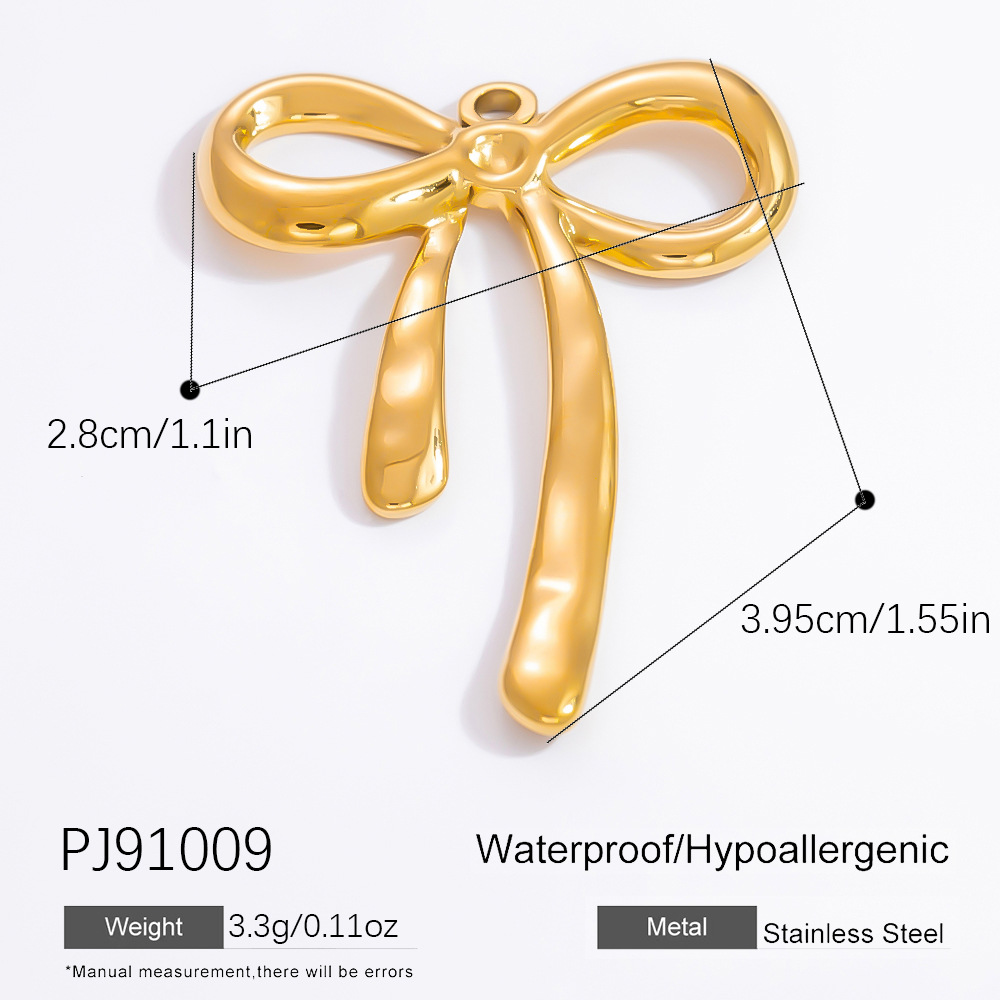 1 Piece Sweet Series Exquisite Bowknot Stainless Steel DIY Gold Color Women's Pendants h5 