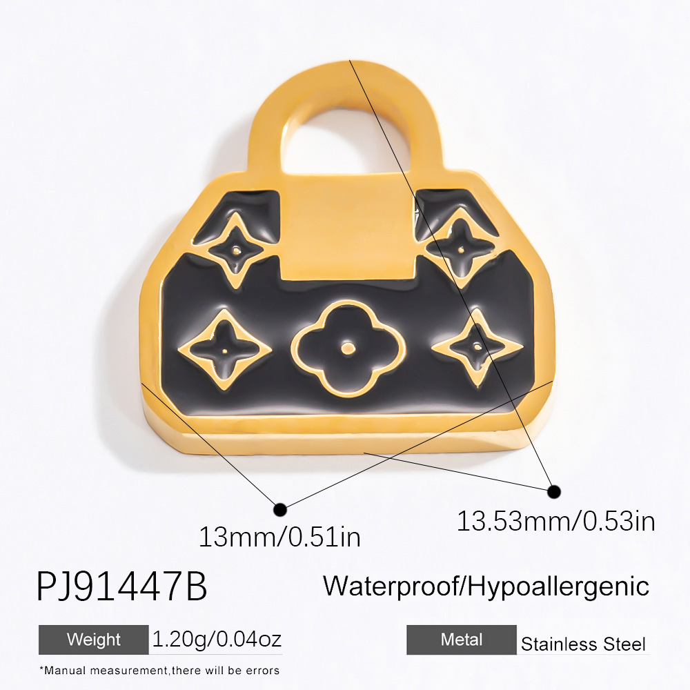 1 Piece Romantic Series Chic Bag Stainless Steel Gold Color DIY Women's Pendants h5 