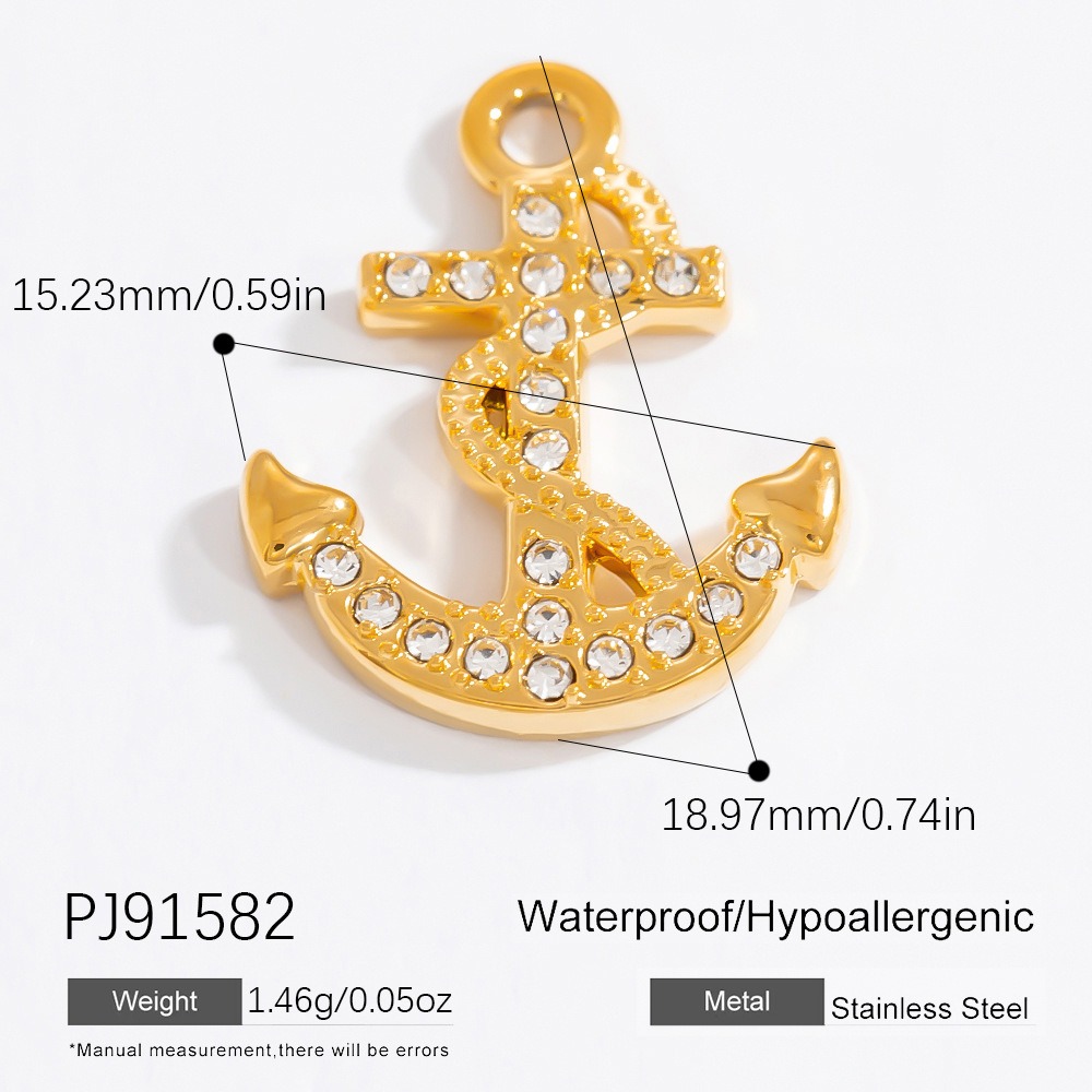 1 Piece Romantic Series Chic Anchor Stainless Steel Gold Color DIY Women's Pendants 