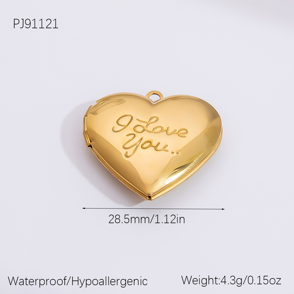 Gold color / 1 Piece Classic Series Exquisite Heart Stainless Steel Gold Color DIY Women's Pendants Picture2