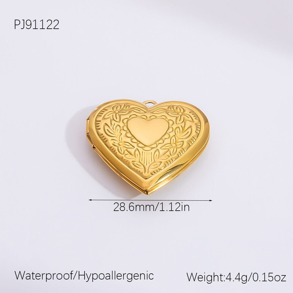 Gold color / 1 Piece Classic Series Exquisite Heart Stainless Steel Gold Color DIY Women's Pendants Picture3