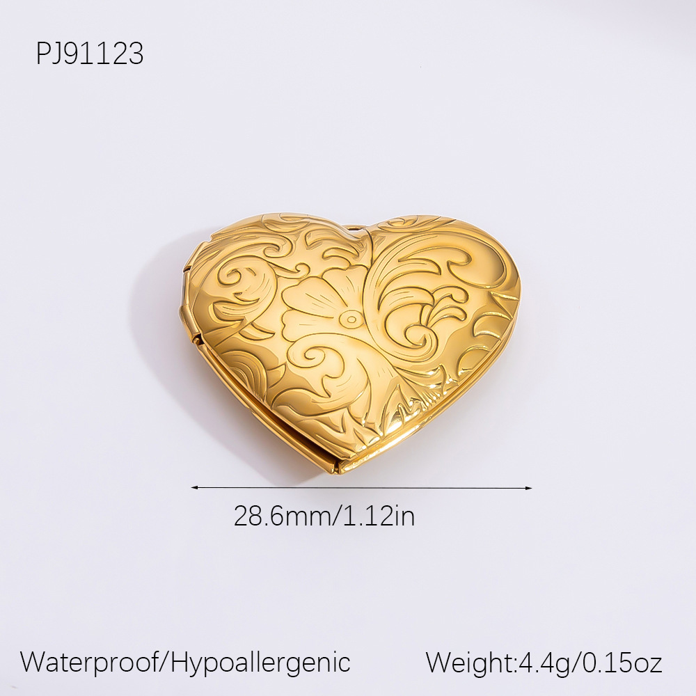 Gold color / 1 Piece Classic Series Exquisite Heart Stainless Steel Gold Color DIY Women's Pendants Picture4