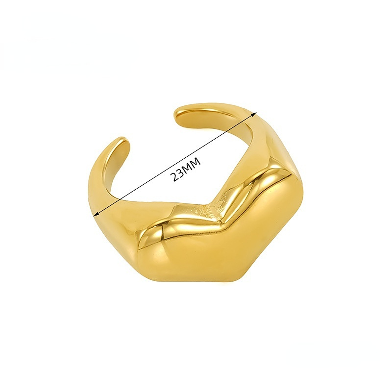 1 Piece Simple Series Classic Heart Shape Daily Stainless Steel Gold Color Women's Adjustable Rings h5 