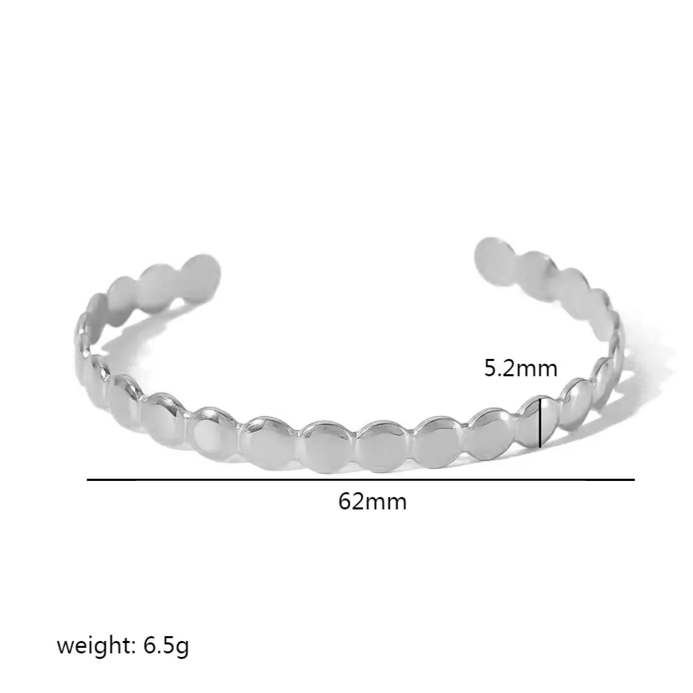 Silberfarbe / One size / 1 Stück schlichter runder geometrischer Edelstahl-Armreif mit 18 Karat Vergoldung für Damen Bild7