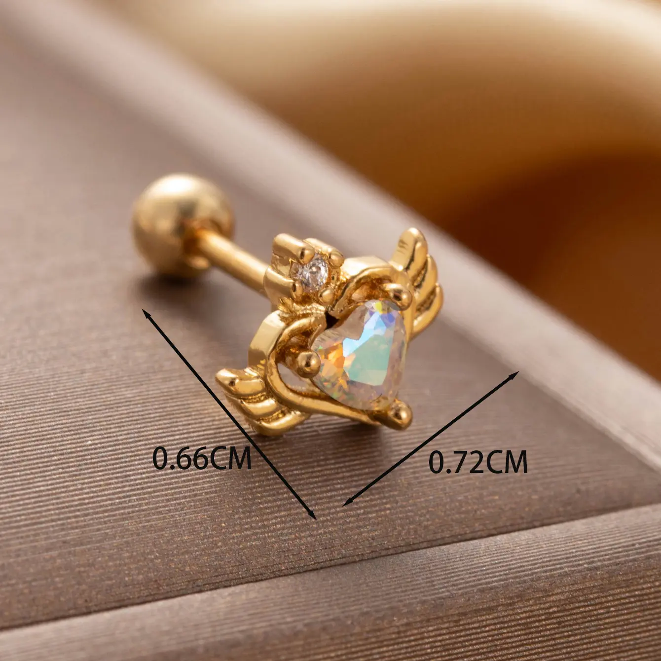 1 Piece Simple Series Simple Heart Titanium Steel Gold Color Material Zircon Women's Stud Earrings 