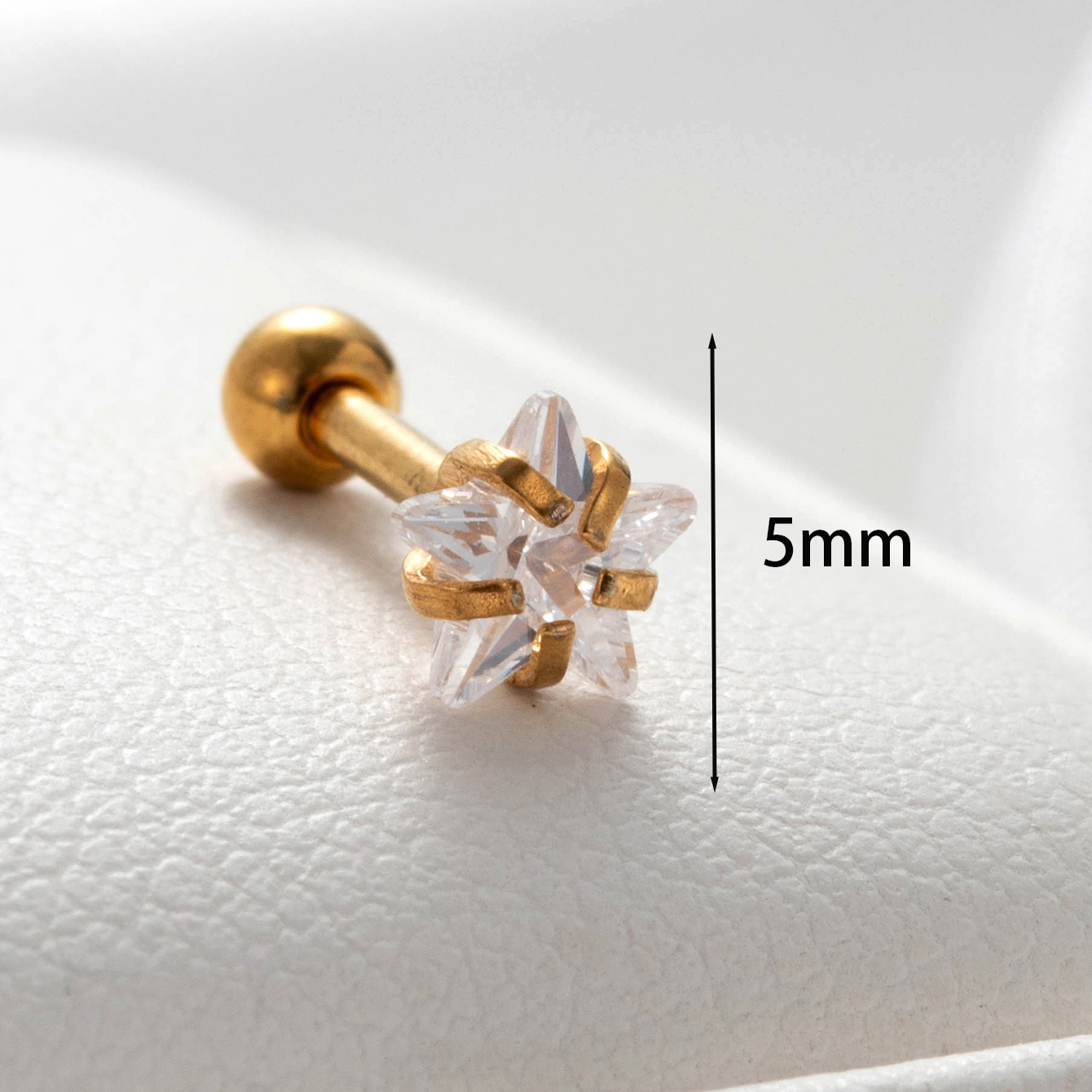 Gold color / 1 Piece Simple Series Simple Star 5mm Titanium Steel  Gold Color Material Zircon Women's Stud Earrings Picture2