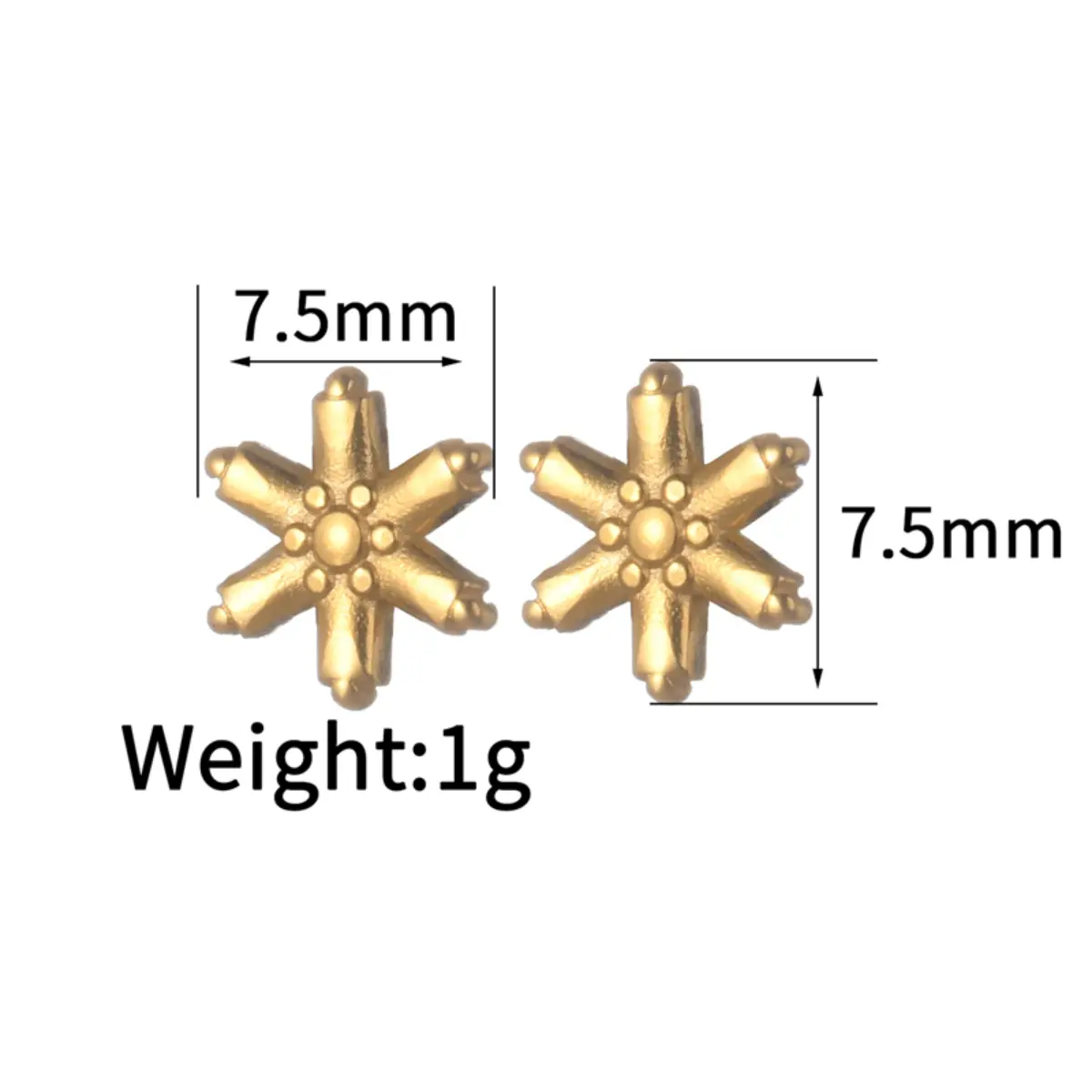 Goldfarbe / 1 Paar einfache modische Ohrstecker in Schneeflockenform aus Edelstahl mit 18 Karat Vergoldung für Damen Bild4