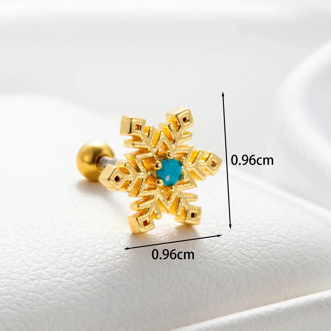 1 Piece Simple Series Daily Snowflake Titanium Steel Gold Color Material Zircon Women's Stud Earrings h5 