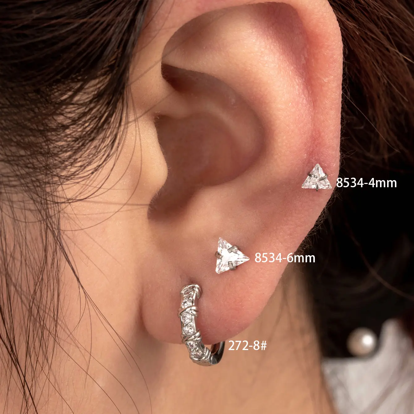 1 Piece Simple Series Geometric Copper Silver Color Material Zircon Women's Hoop Earrings h5 Picture2