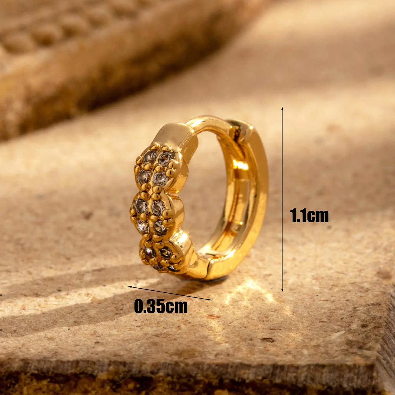 1 Piece Simple Series Geometric Copper Gold Color Material Zircon Women's Hoop Earrings h5 