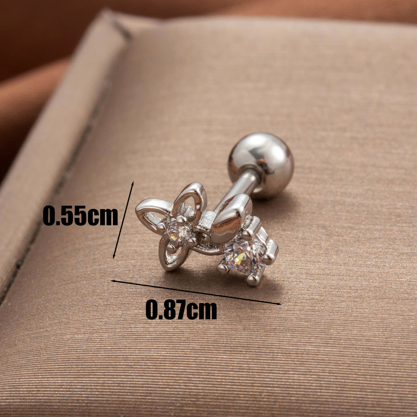 1 Piece Simple Series Titanium Steel  18K Gold Color Plated Material Zircon Women's Stud Earrings h5 