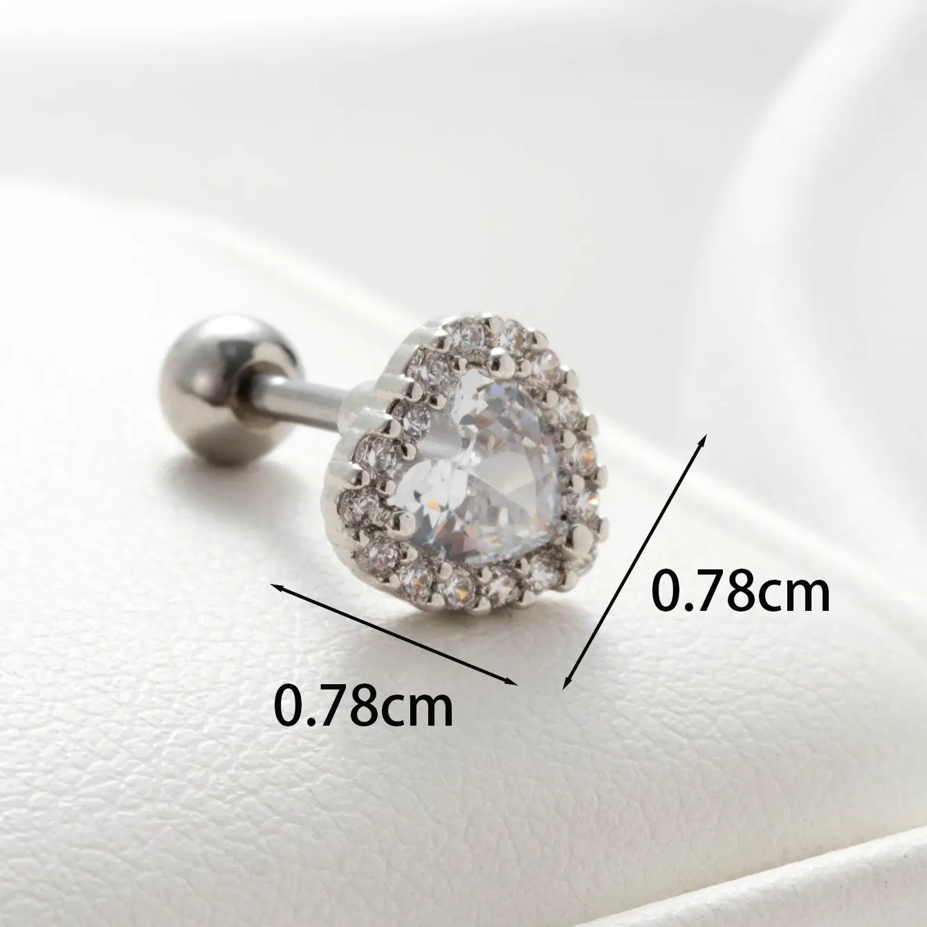 Silver color / 1 Piece Simple Series Simple Heart Copper Silver Color Material Zircon Women's Stud Earrings Picture4