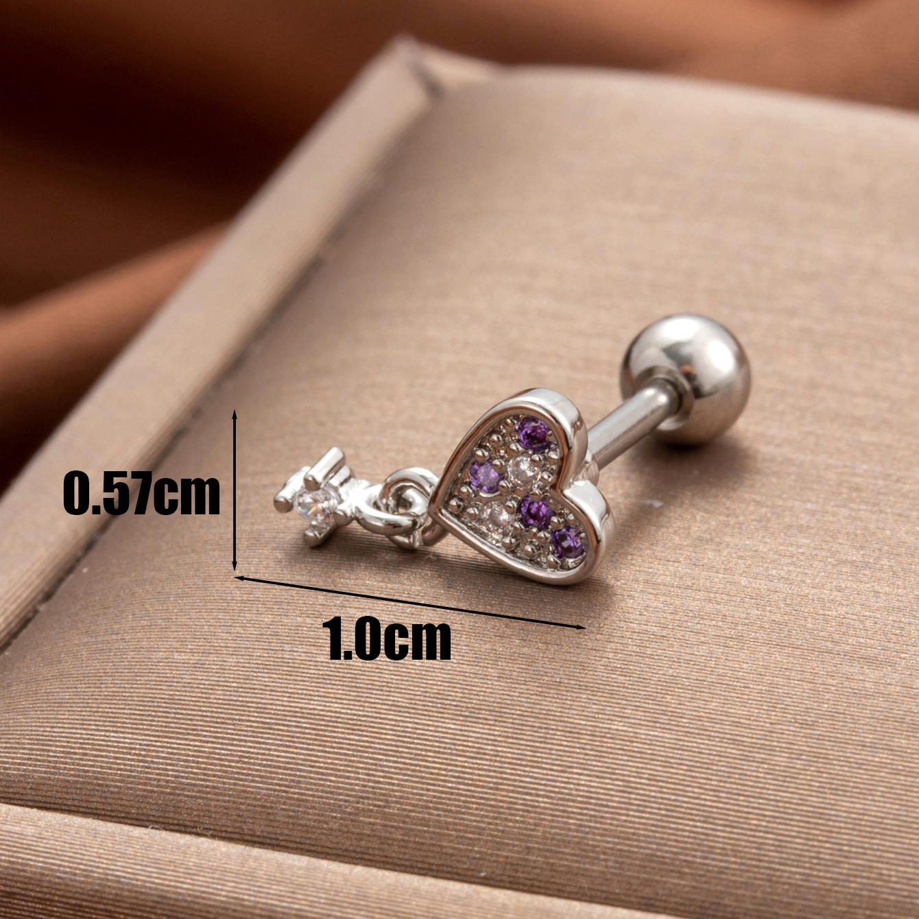 1 Piece Simple Series Classic Heart Copper 18K Gold Color Plated Material Zircon Women's Stud Earrings h5 