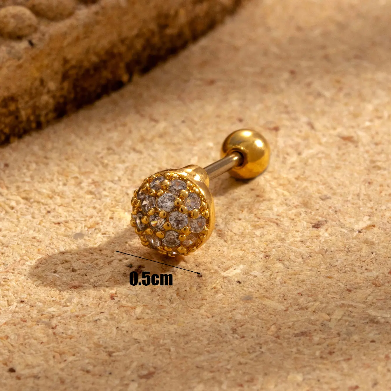 1 Piece Simple Series Geometric Copper Gold Color Material Zircon Women's Stud Earrings h5 