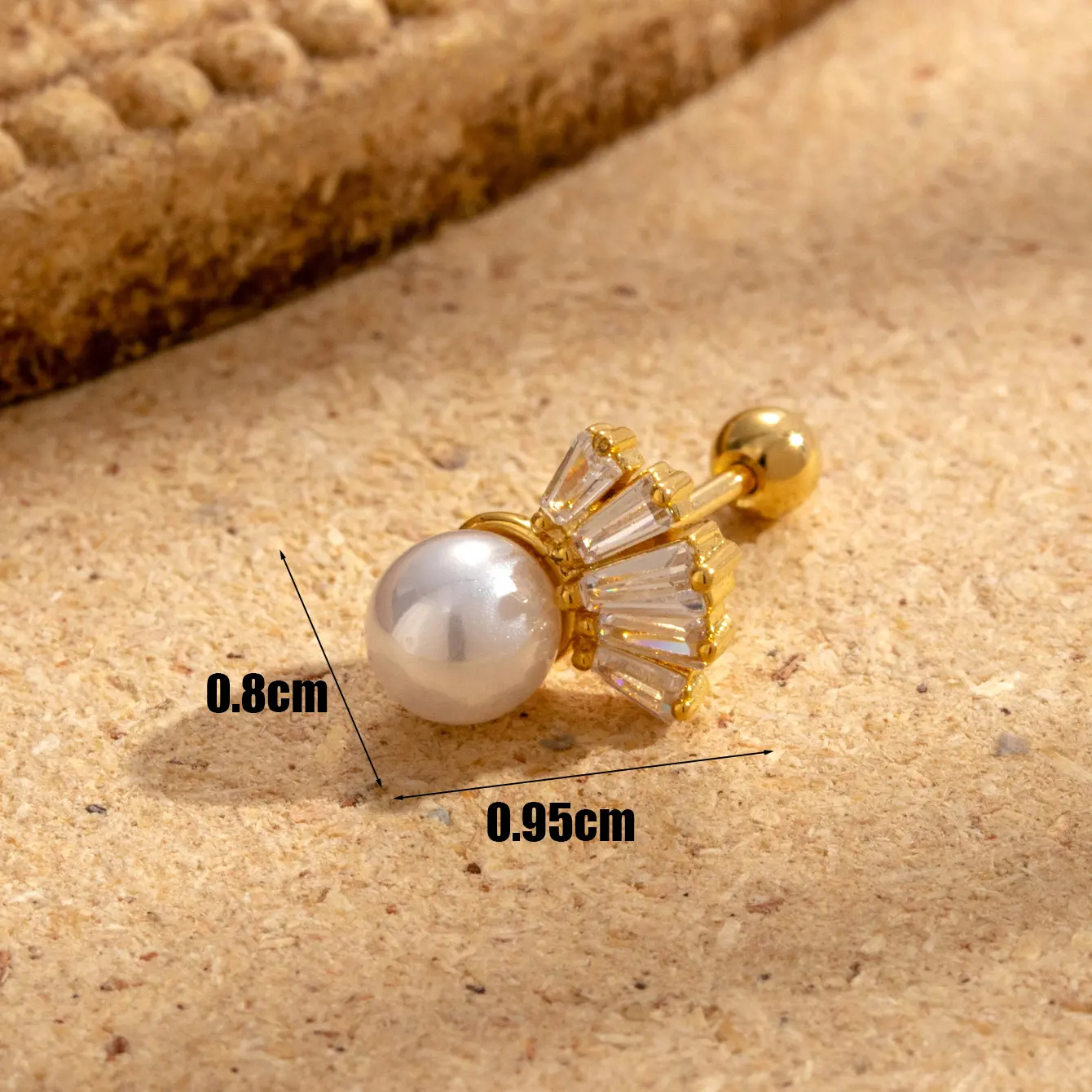 1 Piece Simple Series Simple Geometric Copper  Gold Color Material Artificial Pearl Women's Stud Earrings h5 