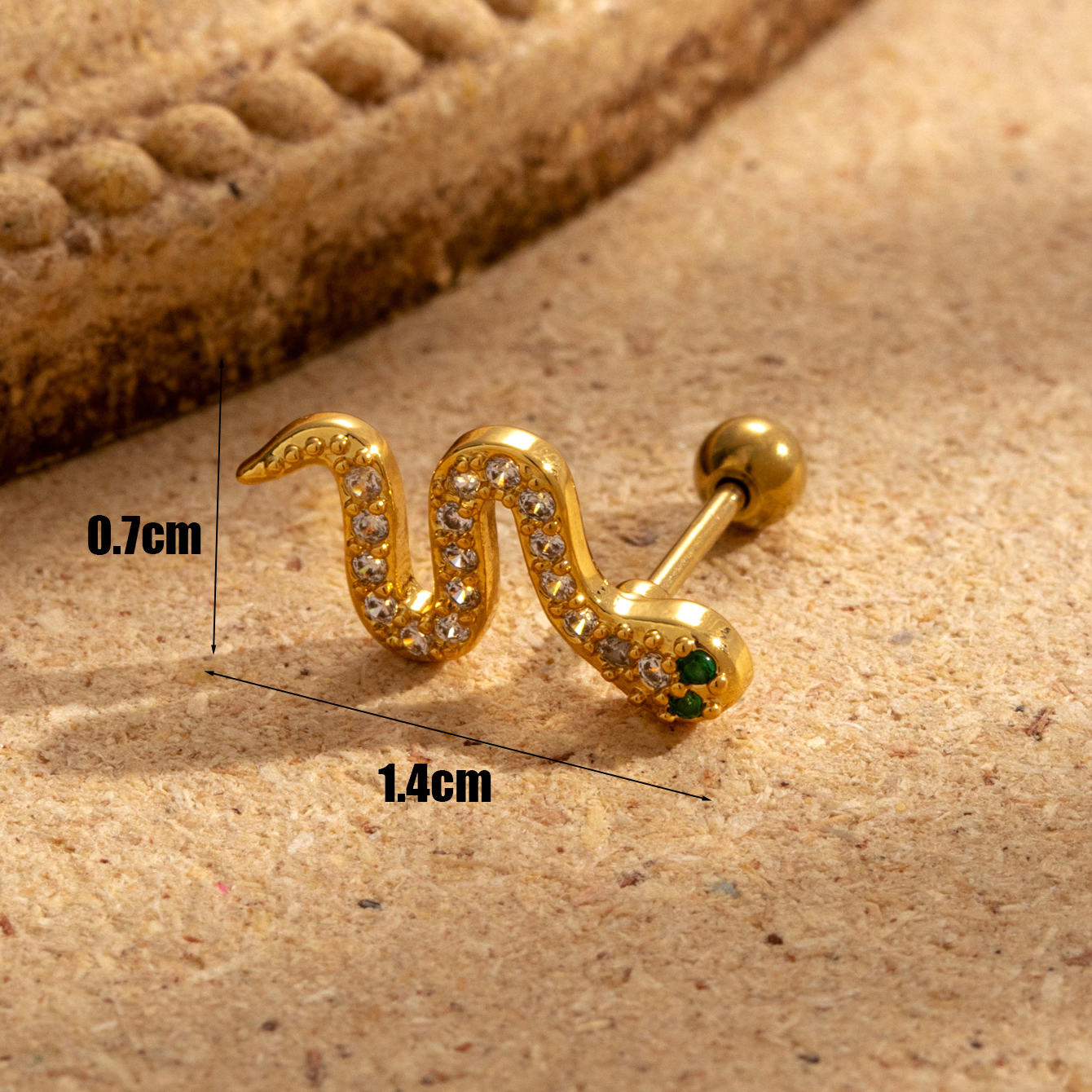 1 Piece Simple Series Classic Animal Titanium Steel  Gold Color Material Zircon Women's Stud Earrings h5 