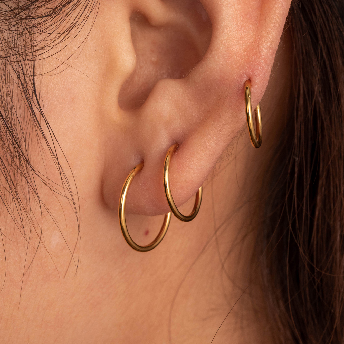 1 Piece Simple Series Simple Geometric Titanium Steel  Gold Color Material Women's Hoop Earrings