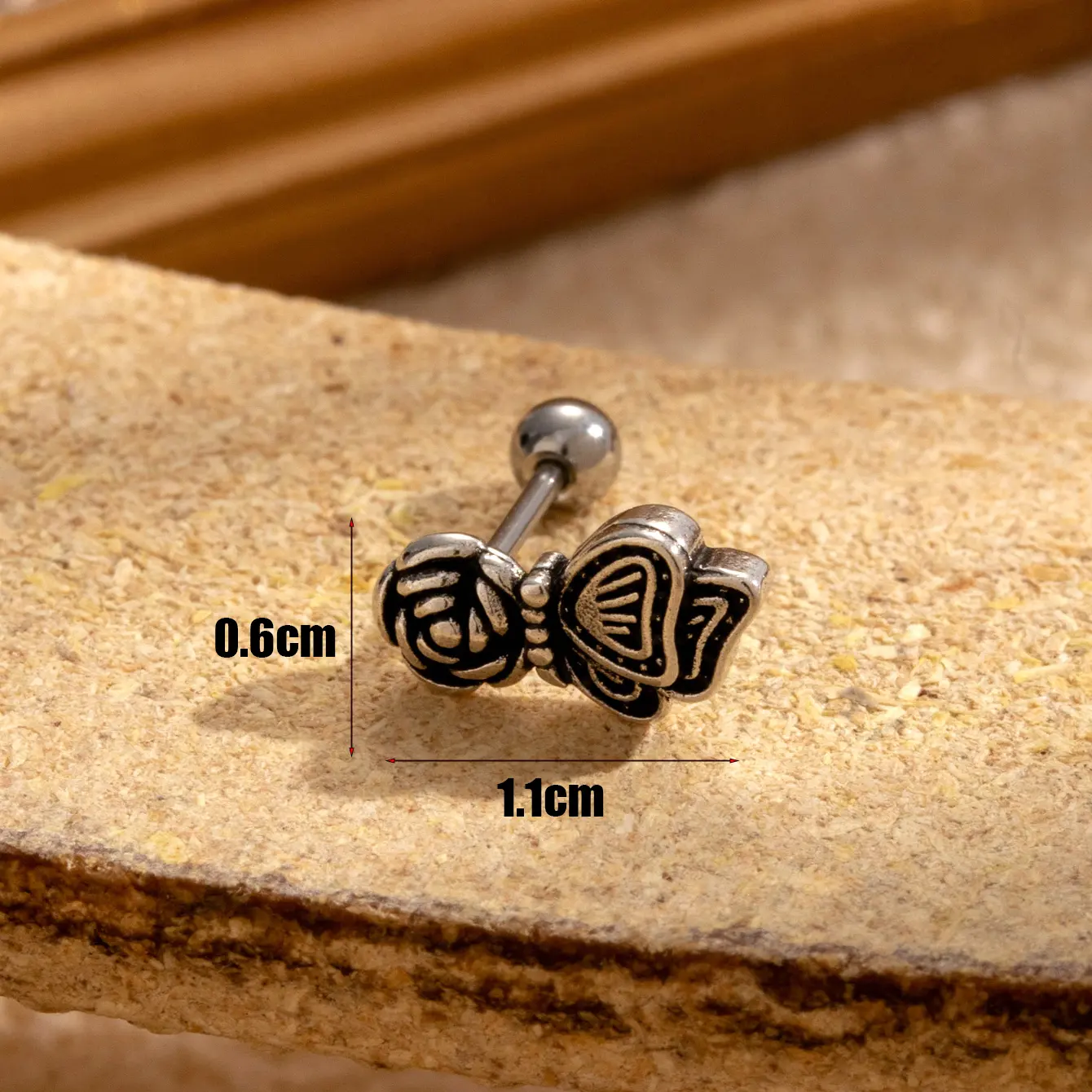 1 Piece Simple Series Classic Flower Copper  Gold Color Material Men's Stud Earrings h5 