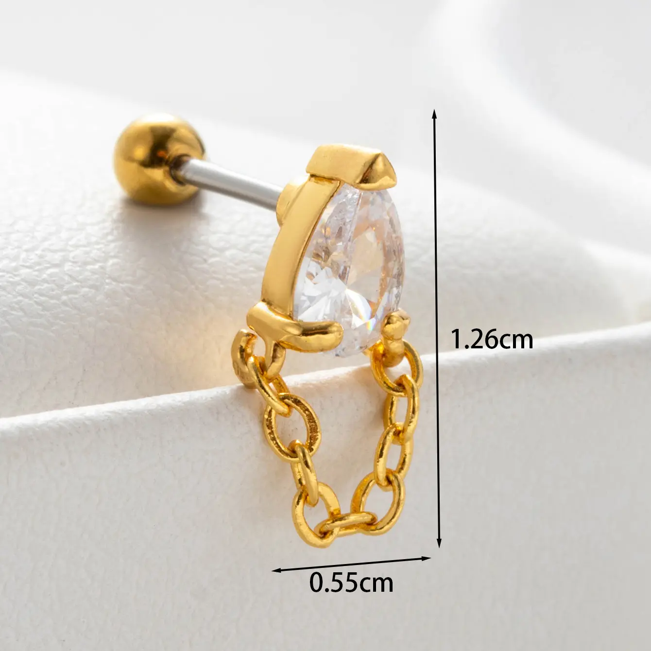 1 Piece Simple Series Simple Oval Titanium Steel Gold Color Material Zircon Women's Dangle Earrings h5 