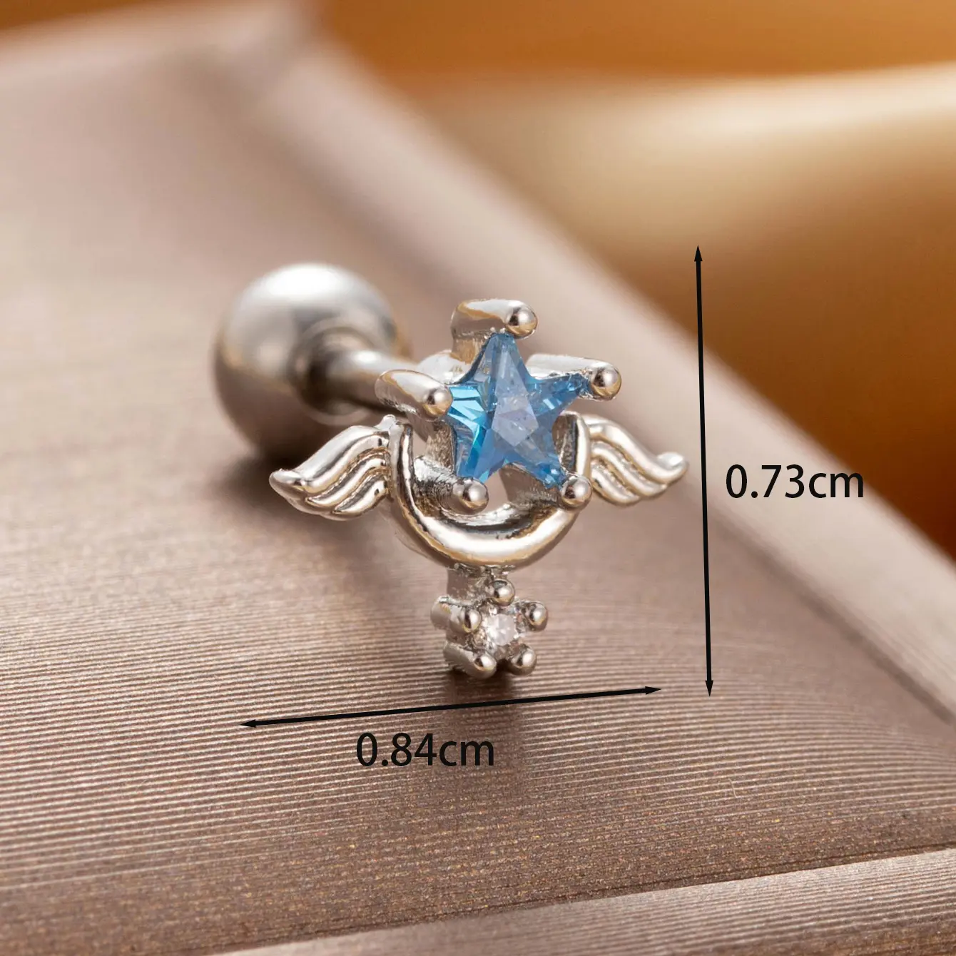 Blue / 1 Piece Simple Series Simple Star Titanium Steel Silver Color Material Zircon Women's Stud Earrings 