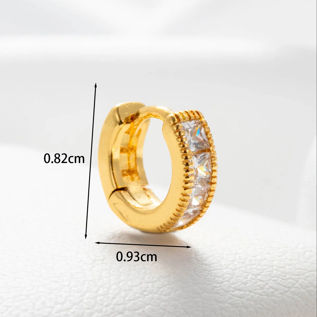 Gold color / 1 Piece Simple Series Copper No Plating Material Zircon Women's Hoop Earrings 