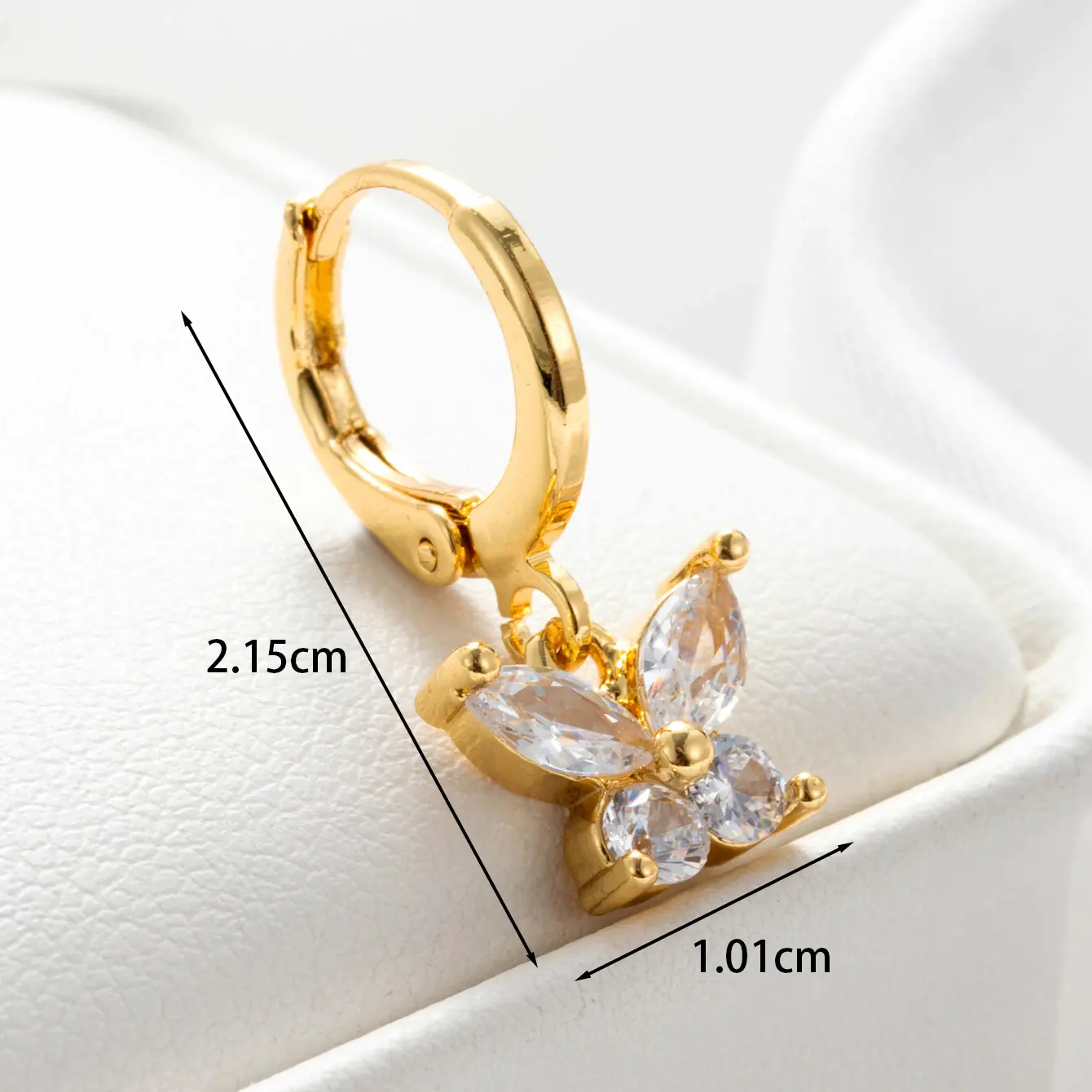 1 Piece Simple Series Simple Butterfly Copper Gold Color Material Zircon Women's Dangle Earrings h5 