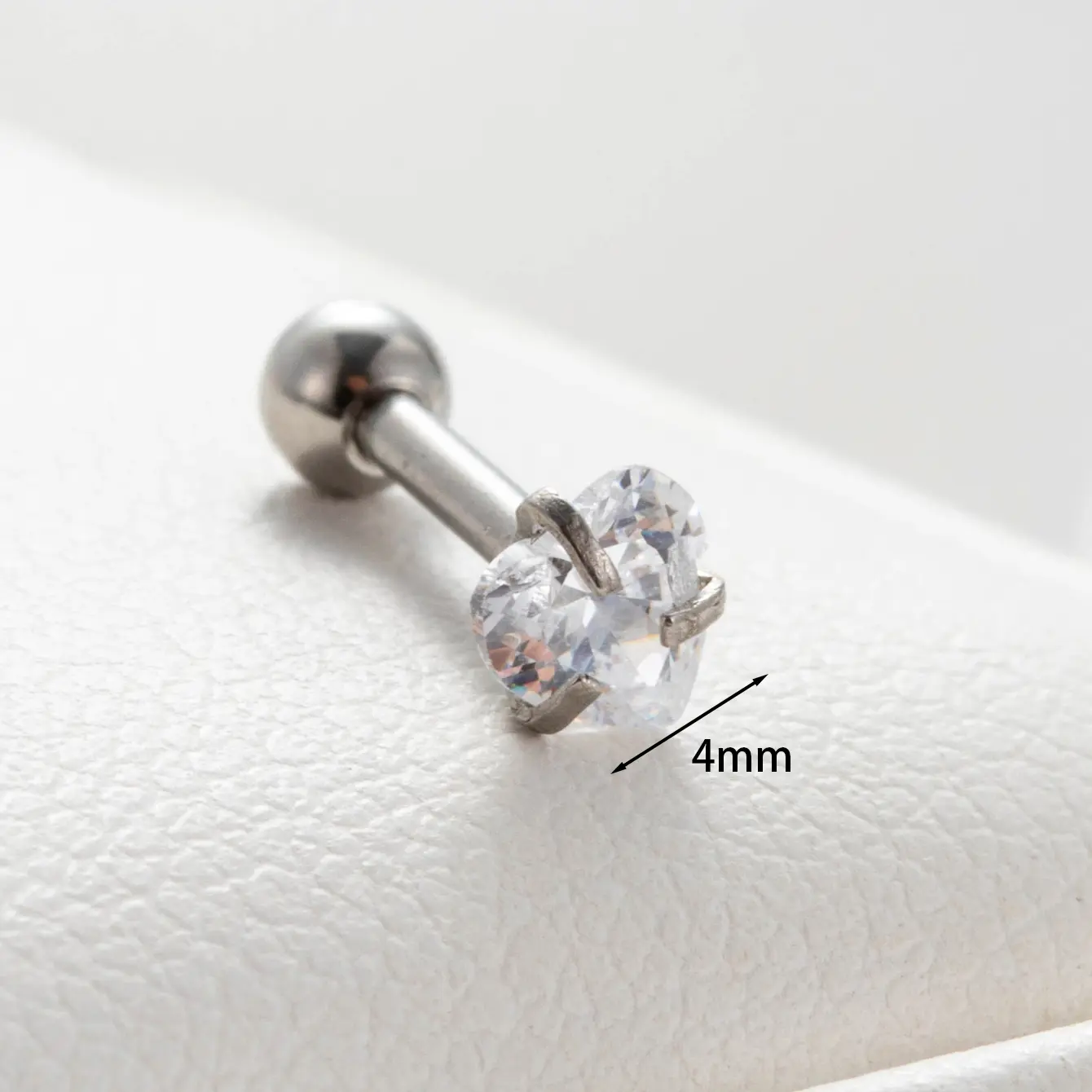 1 Piece Simple Series Simple Heart Titanium Steel Silver Color Material Zircon Women's Stud Earrings h5 