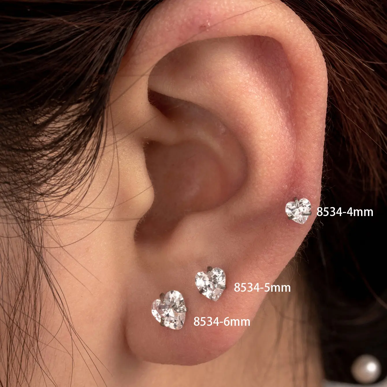 1 Piece Simple Series Simple Heart Titanium Steel Silver Color Material Zircon Women's Stud Earrings h5 Picture2