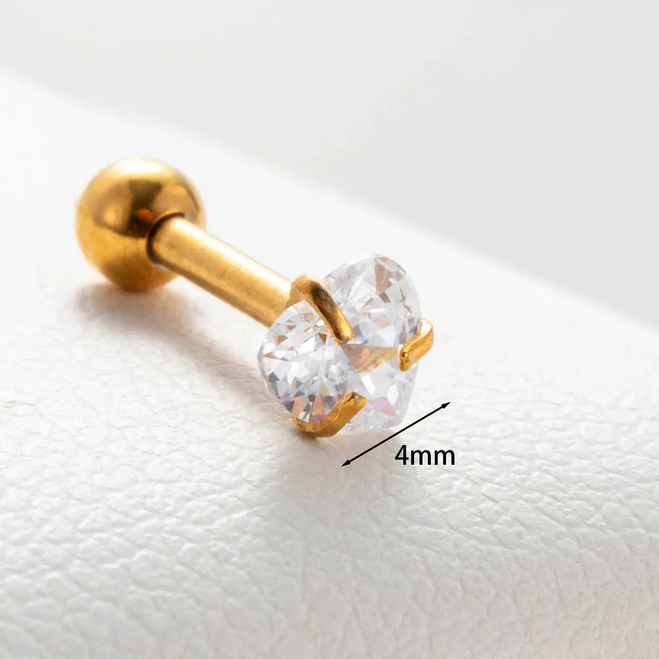 Gold color / 1 Piece Simple Series Simple Heart Titanium Steel Gold Color Material Zircon Women's Stud Earrings 