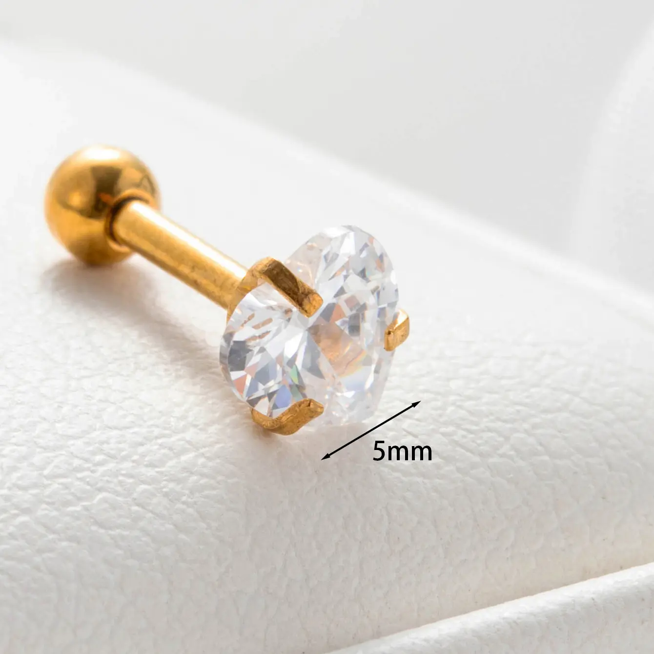 Gold color / 1 Piece Simple Series Simple Heart Titanium Steel Gold Color Material Zircon Women's Stud Earrings Picture2