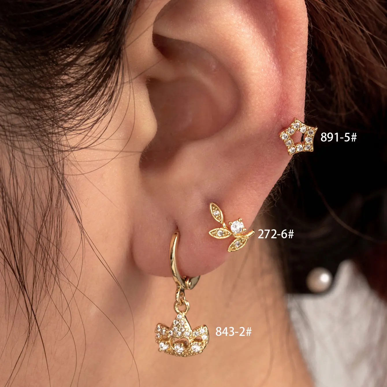 1 Piece Simple Series Simple Geometric Copper Gold Color Material Zircon Women's Hoop Earrings h5 Picture2