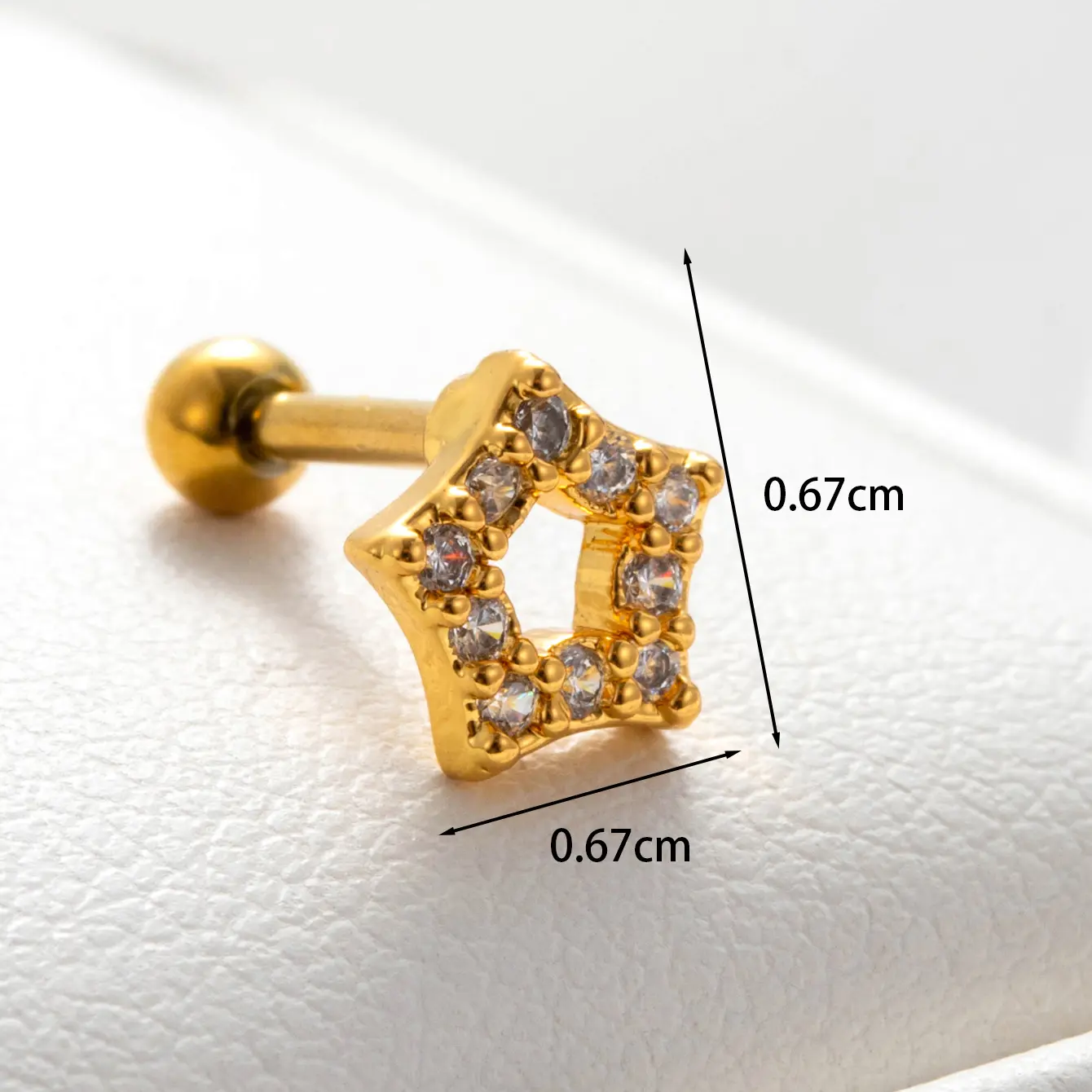 1 Piece Simple Series Star Copper Gold Color Material Zircon Women's Stud Earrings h5 