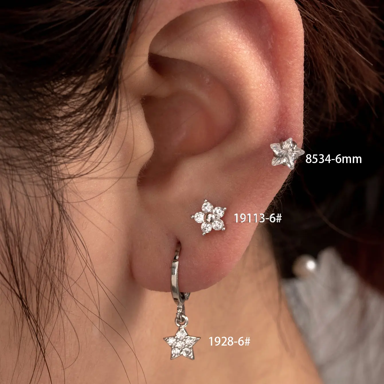 1 Piece Simple Series Simple Star Copper Silver Color Material Zircon Women's Dangle Earrings Picture2