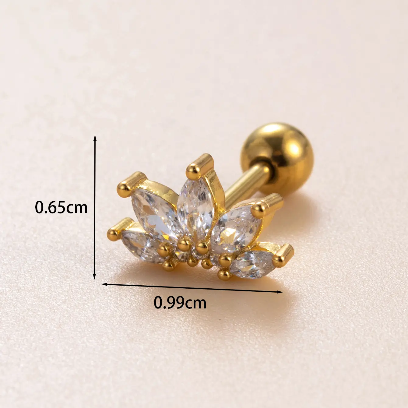 1 Piece Simple Series Copper Gold Color Material Zircon Women's Stud Earrings 